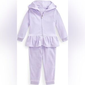 Ralph Lauren baby purple velour track suit  with 2 matching oncies